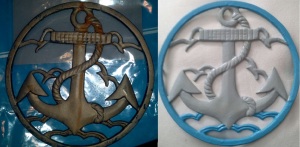 hand painted trivet before and after